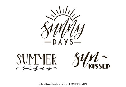 Summer handwritten lettering composition. Vector lettering for poster, background, postcard, banner. Print on cup, bag, shirt. Isolated lettering compositions set on white background.