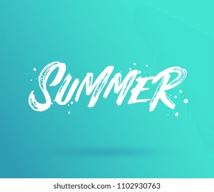 Summer handwritten lettering. Summer typography vector design for greeting cards and poster. Design template celebration. Vector illustration.
