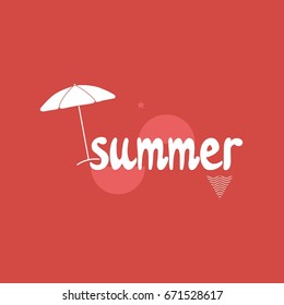 Summer handwritten lettering word on red background