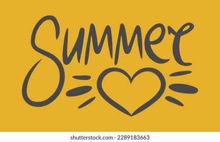 Summer. Handwritten vector lettering. Unique hand drawn nursery poster. Cute phrases. Ink brush calligraphy. Scandinavian nordic style quote. Poster design, t-shirt print. Illustration art