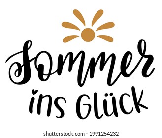 Summer is happiness in german language hand drawn lettering logo icon. Vector phrases elements for planner, calender, organizer, cards, banners, posters, mug, scrapbooking, pillow case, phone cases.