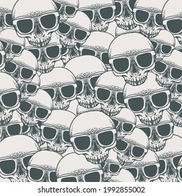 summer happy skull with pattern background
