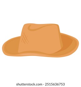 Summer hat with brims. Head wearing, beach cap for sun protection. Headwear, country and touristic headgear accessory. Flat vector illustration isolated on white background