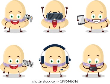 Summer hat cartoon character are playing games with various cute emoticons