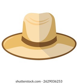 Summer hat clip art. Straw hat vector illustration. Gardener or farmer hat clip art. Isolated on white background
