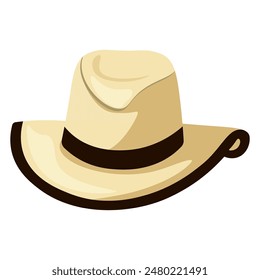 Summer hat clip art vector illustration, fedora hat isolated on white background