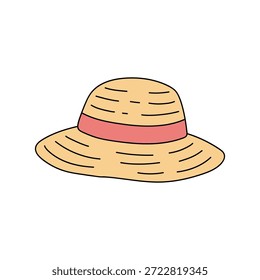 Sommer Hut Clipart Illustrationsvektor. Strandhut, Vektordesign. Sommeraktivität. Strohhut Sommer Cartoon. Frauen Sommerhut Clipart Illustration.