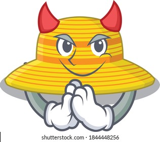 summer hat clothed as devil cartoon character design concept