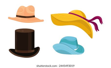 Summer hat collection vector. Classic hat for man