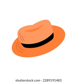 Sombrero de verano. Accesorio de moda para hombre y mujer. Unisex estilo retro. Ilustración plana del vector aislada en fondo blanco