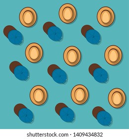 Summer hat and fashion cap pattern background vector illustration graphic design