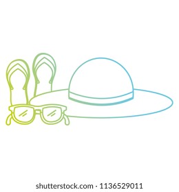 summer hat with flip flops and sunglasses