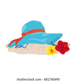 summer hat and flower, summer holiday