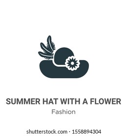Summer hat with a flower vector icon on white background. Flat vector summer hat with a flower icon symbol sign from modern fashion collection for mobile concept and web apps design.