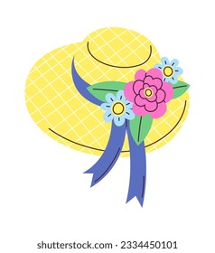 Summer Hat With Flowers Vector Illustration