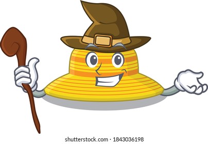 summer hat funny but sneaky witch cartoon character design