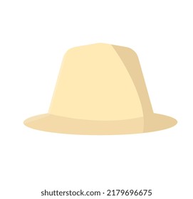 Summer hat.  Garden hat. Flat vector illustration. Straw hat, natural material headwear. Panama. 