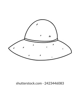 Summer hat. Hand drawn doodle style. Vector illustration isolated on white. Coloring page.