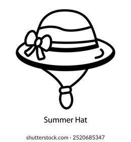 Ícone de chapéu de verão no estilo de desenho