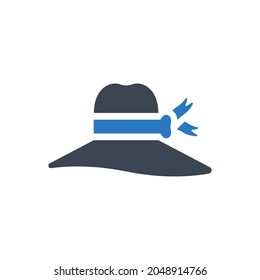 Summer hat icon on white background