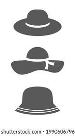 conjunto de iconos de sombrero de verano aislado en fondo blanco