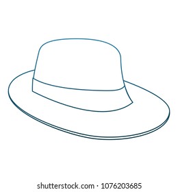 Summer hat isolated on blue lines