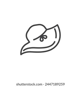 Icono de línea de sombrero de verano. signo de estilo lineal para concepto móvil y Diseño web. Icono de Vector de contorno de sombrero pamela. Símbolo, ilustración del logotipo. Vector gráfico