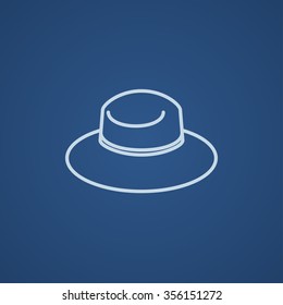 Summer Hut Line Icon für Web, Mobile und Infografiken. Vektorhellblaue Symbol einzeln auf blauem Hintergrund.
