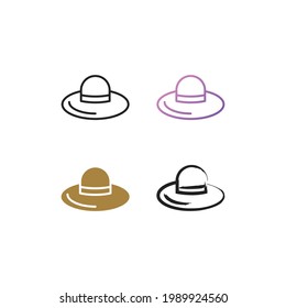 Summer hat line and solid icon style. Summer hat vector design concept, outline style pictogram on white background
