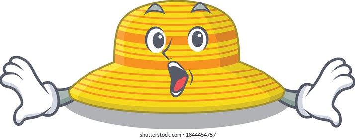 concepto de diseño de mascota de sombrero de verano con un gesto sorprendente