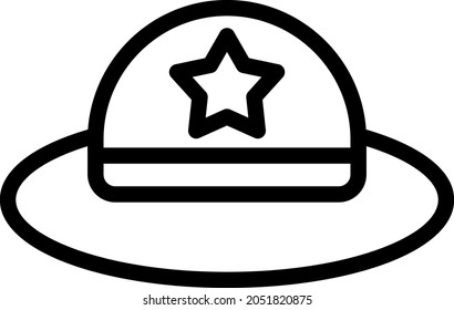 Summer Hat Outline Vector Icon Design
