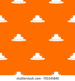 Summer hat pattern repeat seamless in orange color for any design. Vector geometric illustration