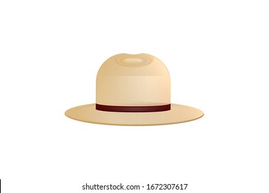 summer hat with ribbon on white background