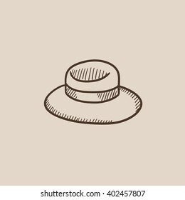 Icono de esbozo de sombrero de verano.