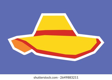 Summer Hat Sticker with Flat Soft Color Palette in Cutout Style