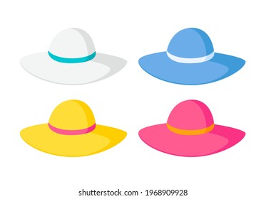 summer hat, sun hat set vector illustration isolated