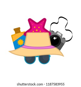 Summer hat, sunglasses and more summer objects