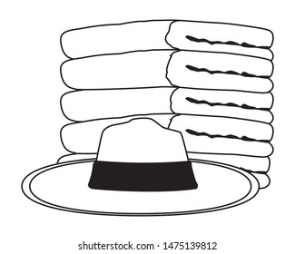Summer hat and and towels piled up ,vector illustration graphic design.