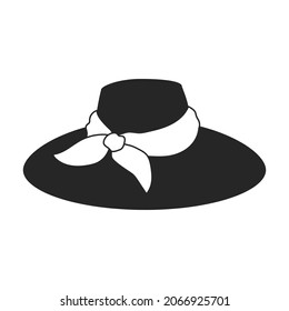 Summer hat vector black icon. Vector illustration sun cap on white background. Isolated black illustration icon of summer hat .