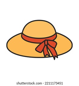 Summer hat vector icon.Color vector icon isolated on white background summer hat.