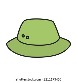 Icono vector de sombrero de verano.Icono vector de color aislado en sombrero de verano de fondo blanco.