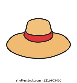 Summer hat vector icon.Color vector icon isolated on white background summer hat.