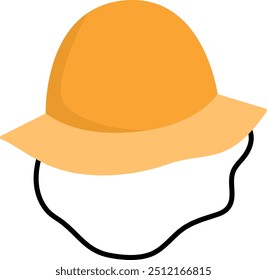 Ilustração do vetor de chapéu de verão. Ícone laranja da cabeça de arqueólogo ou paleontólogo. Traje de cabeça de caminhada ou acampamento isolado no fundo branco. Roupas para férias ao ar livre ativas e turismo
