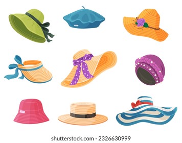 Summer hat. Vector illustration. Summer headwear, emblem of relief amidst scorching sun A beach hat, canvas painted with sebreezes and sandy feet A summer hat, shield elegantly woven against sunlight