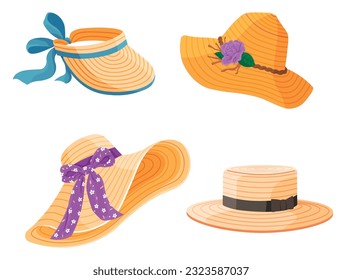 Summer hat. Vector illustration. Sun hat wear, celebration of style under sun Summer headwear, architect of shadow in heat A beach hat, symbol of serene afternoons by shore A summer hat, testament