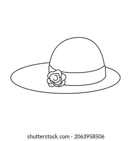 Summer hat vector outline icon. Vector illustration sun cap on white background. Isolated outline illustration icon of summer hat .