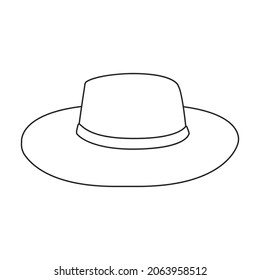 Summer Hat Vector Outline Icon. Vector Illustration Sun Cap On White Background. Isolated Outline Illustration Icon Of Summer Hat .