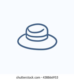Icono de esbozo vectorial de sombrero de verano aislado en el fondo. Icono de sombrero de verano dibujado a mano. Icono de esbozo de sombrero de verano para infografía, sitio web o aplicación.