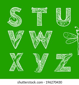 Summer Hatching Font with Curls and Decorative Elements, part 3