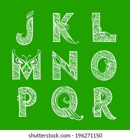 Summer Hatching Font with Curls and Decorative Elements, part 2